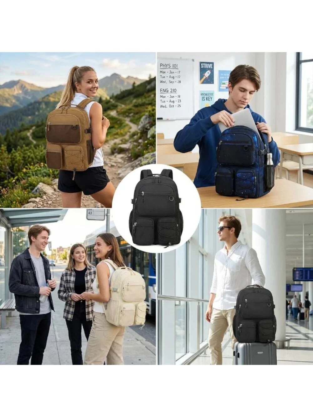 Water Resistant Daypack Backpack for School, Travel & Outdoor - Fits 15.6